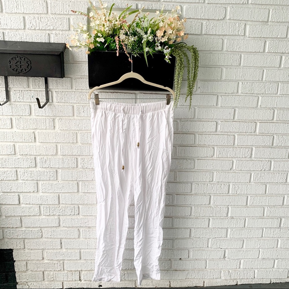 Escapada Living Skinny Ankle Cropped White Pants Size Medium